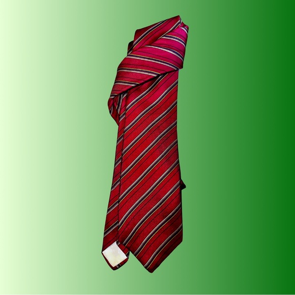 Christian Dior Red Striped Tie - Picture 1 of 6